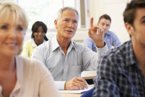 Senior student in class