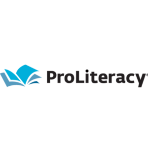 proliteracy logo with black letters and a blue graphic of an opened book